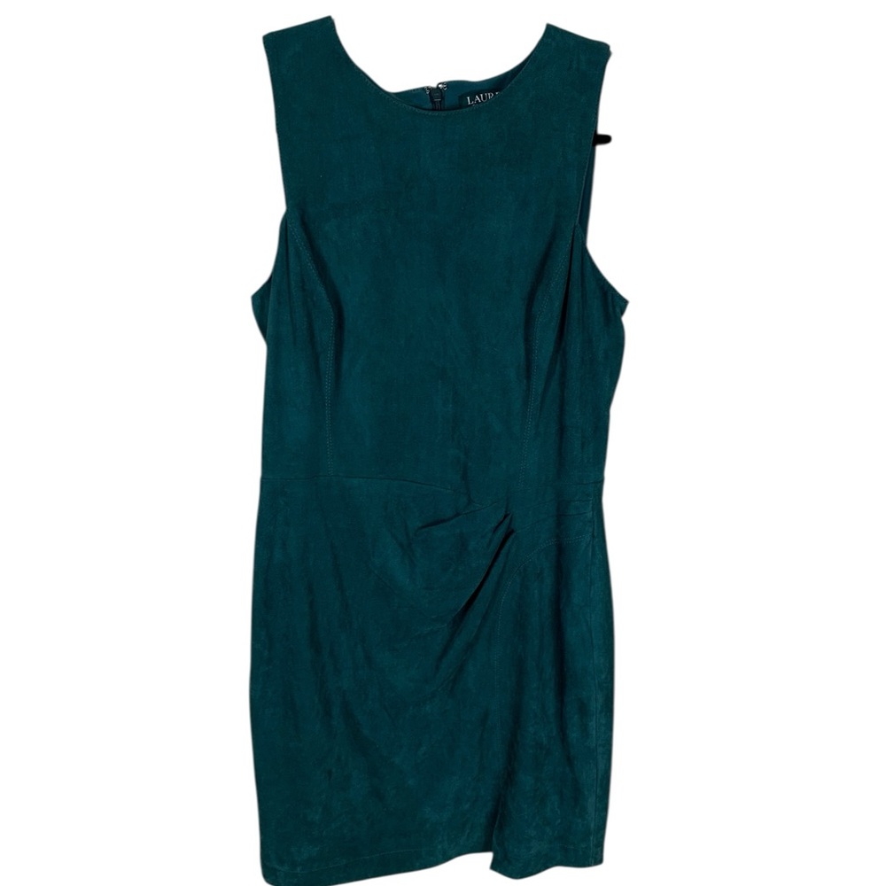 LAST CHANCE Lauren Ralph Lauren Green Faux Suede Sleeveless Knee Length Dress 10
